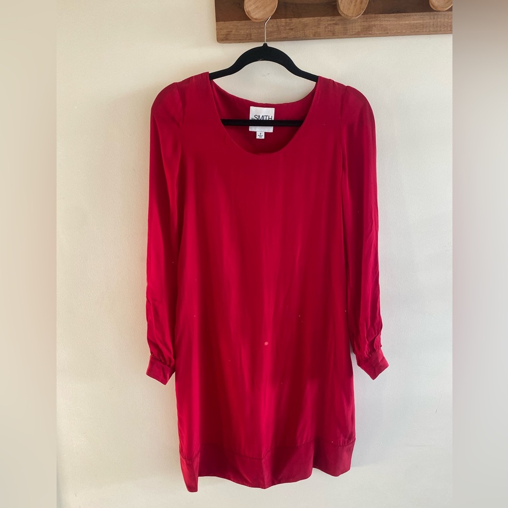 By Smith 100% silk long sleeved red dress - size 2